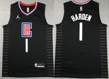 Men's Los Angeles Clippers #1 James Harden Black Icon Swingman Jersey