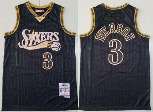 Men's Philadelphia 76ers #3 Allen Iverson Black 2000 Hollywood Classic Limited Swingman Jersey