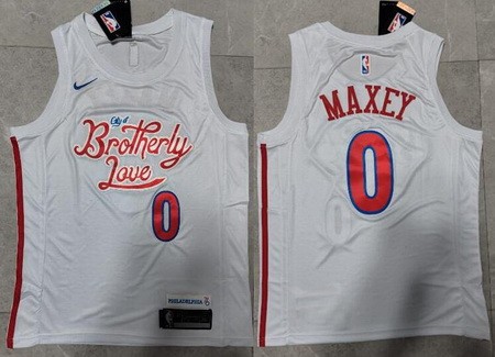 Men's Philadelphia 76ers #0 Tyrese Maxey White City Icon Swingman Jersey