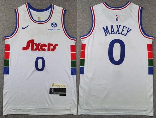 Men's Philadelphia 76ers #0 Tyrese Maxey White 2024 City Swingman Jersey