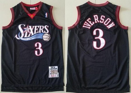 Men's Philadelphia 76ers #3 Allen Iverson Black 1997 Hollywood Classic Swingman Jersey