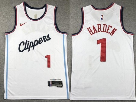 Men's Los Angeles Clippers #1 James Harden White 2023 Icon Swingman Jersey