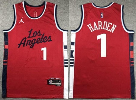 Men's Los Angeles Clippers #1 James Harden Red Statement Icon Swingman Jersey