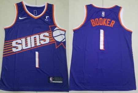 Men's Phoenix Suns #1 Devin Booker Purple Icon Sponsor Swingman Jersey