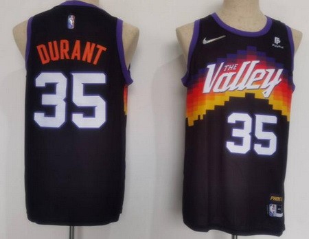 Men's Phoenix Suns #35 Kevin Durant Black City Icon Sponsor Swingman Jersey