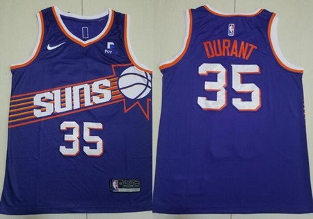 Men's Phoenix Suns #35 Kevin Durant Purple Icon Sponsor Swingman Jersey