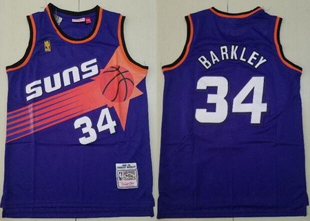 Men's Phoenix Suns #34 Charles Barkley Purple 1992 Throwback Swingman Jersey