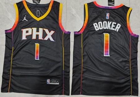 Men's Phoenix Suns #1 Devin Booker Black 2022 Statement Icon Swingman Jersey