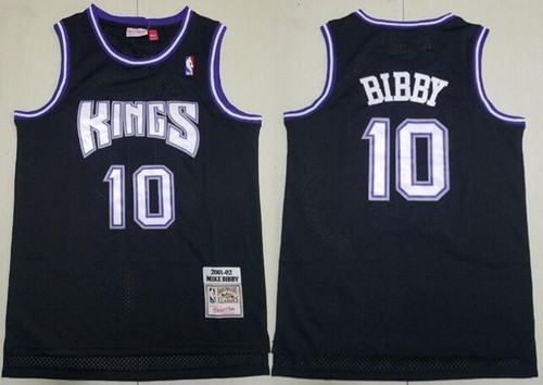 Men's Sacramento Kings #10 Mike Bibby Black 2001 Throwback Swingman Jersey