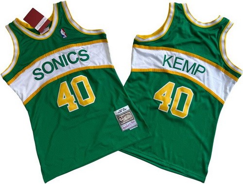 Men's Seattle Sonics #40 Shawn Kemp Green Throwback Swingman Jersey