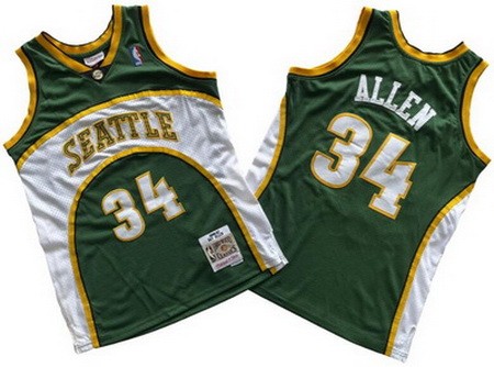 Men's Seattle Sonics #34 Ray Allen Green 2006 Throwback Swingman Jersey