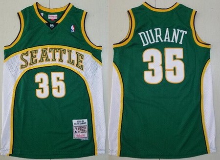 Men's Seattle Sonics #35 Kevin Durant Green 2007 Throwback Swingman Jersey