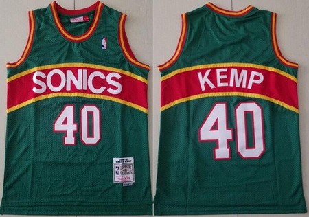 Men's Seattle Sonics #40 Shawn Kemp Green 1994 Throwback Swingman Jersey