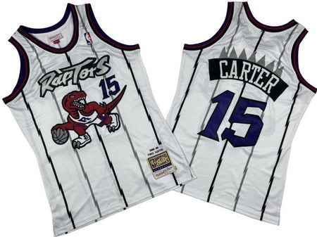 Men's Toronto Raptors #15 Vince Carter White 1998 Throwback Swingman Jersey