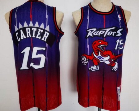 Men's Toronto Raptors #15 Vince Carter Purple Red Throwback Swingman Jersey