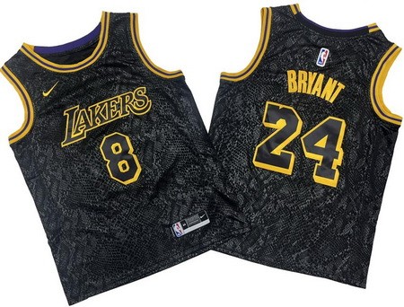 Men's Los Angeles Lakers #8#24 Kobe Bryant Black City Icon Swingman Jersey