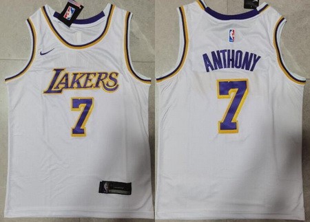 Men's Los Angeles Lakers #7 Carmelo Anthony White Icon Swingman Jersey