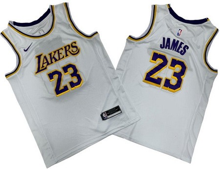 Men's Los Angeles Lakers #23 LeBron James White Icon Swingman Jersey