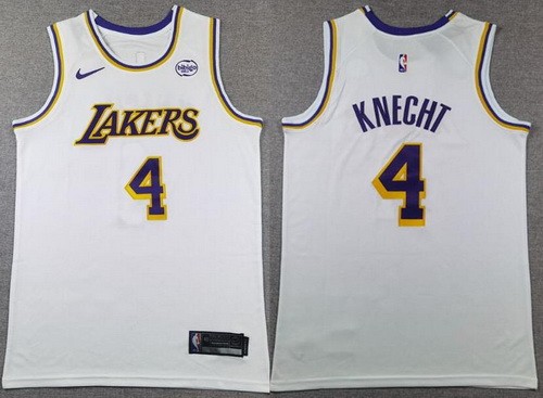 Men's Los Angeles Lakers #4 Dalton Knecht White Sponsor Swingman Jersey