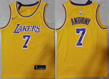 Men's Los Angeles Lakers #7 Carmelo Anthony Yellow Icon Swingman Jersey