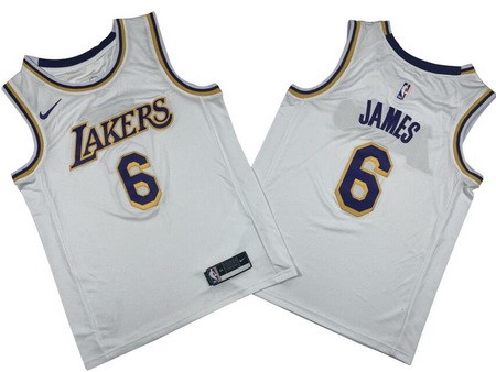 Men's Los Angeles Lakers #6 LeBron James White Icon Swingman Jersey