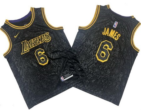 Men's Los Angeles Lakers #6 LeBron James Black City Icon Swingman Jersey