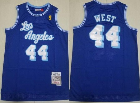 Men's Los Angeles Lakers #44 Jerry West Blue 1960 Throwback Swingman Jersey