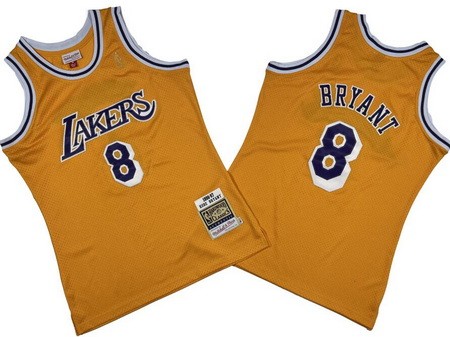 Men's Los Angeles Lakers #8 Kobe Bryant Yellow 1996 Throwback Swingman Jersey