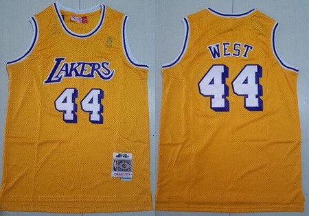 Men's Los Angeles Lakers #44 Jerry West Yellow 1971 Throwback Swingman Jersey