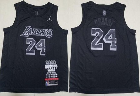 Men's Los Angeles Lakers #24 Kobe Bryant Black MVP Jordan Logo Swingman Jersey