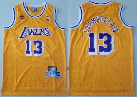 Men's Los Angeles Lakers #13 Wilt Chamberlain Yellow Hollywood Classic Swingman Jersey