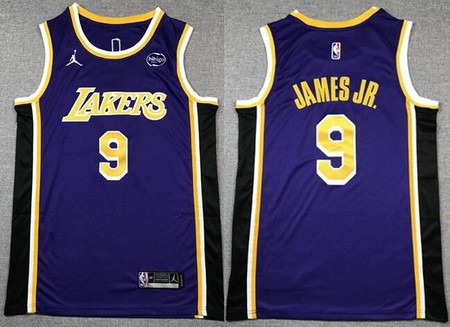 Men's Los Angeles Lakers #9 Bronny James Purple Statement Sponsor Swingman Jersey