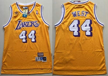 Men's Los Angeles Lakers #44 Jerry West Yellow Hollywood Classic Swingman Jersey