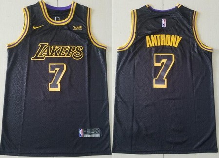 Men's Los Angeles Lakers #7 Carmelo Anthony Black City Icon Sponsor Swingman Jersey