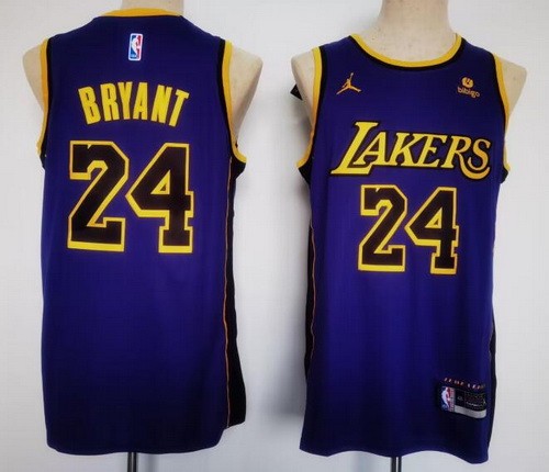 Men's Los Angeles Lakers #24 Kobe Bryant Purple Statement Icon Sponsor Swingman Jersey