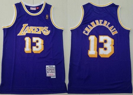 Men's Los Angeles Lakers #13 Wilt Chamberlain Purple 1971 Throwback Swingman Jersey