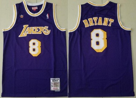 Men's Los Angeles Lakers #8 Kobe Bryant Purple 1998 All Star Throwback Swingman Jersey