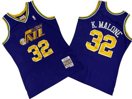 Men's Utah Jazz #32 Karl Malone Purple 1991 Throwback Swingman Jersey