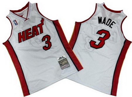 Men's Miami Heat #3 Dwyane Wade White 2005 Throwback Swingman Jersey