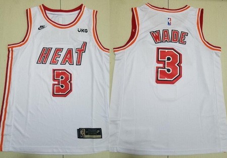 Men's Miami Heat #3 Dwyane Wade White 2022 Classic Icon Sponsor Swingman Jersey