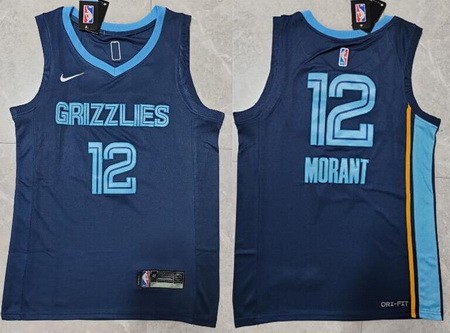 Men's Memphis Grizzlies #12 Ja Morant Navy Icon Swingman Jersey