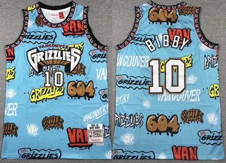 Men's Memphis Grizzlies #10 Mike Bibby Aqua Doodle Swingman Jersey