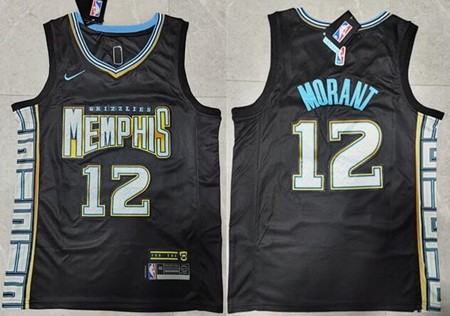 Men's Memphis Grizzlies #12 Ja Morant Black 2022 City Icon Swingman Jersey