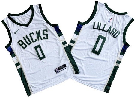 Men's Milwaukee Bucks #0 Damian Lillard White Icon Swingman Jersey