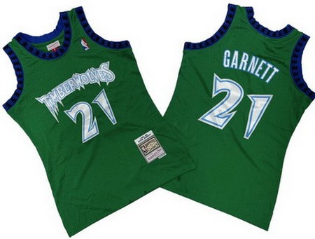 Men's Minnesota Timberwolves #21 Kevin Garnett Green 1997 Throwback Swingman Jersey