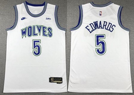 Men's Minnesota Timberwolves #5 Anthony Edwards White Classic Icon Sponsor Swingman Jersey