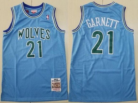 Men's Minnesota Timberwolves #21 Kevin Garnett Blue 1995 Throwback Swingman Jersey