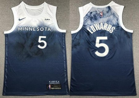 Men's Minnesota Timberwolves #5 Anthony Edwards Navy 2023 City Icon Sponsor Swingman Jersey