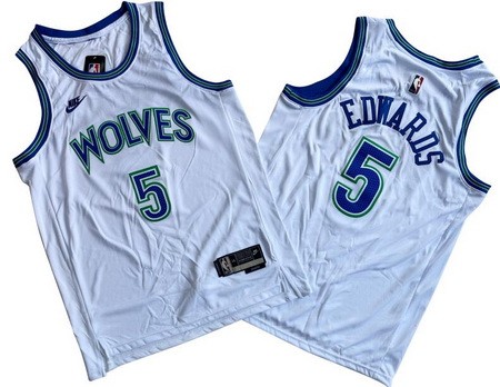 Men's Minnesota Timberwolves #5 Anthony Edwards White Classic Icon Swingman Jersey