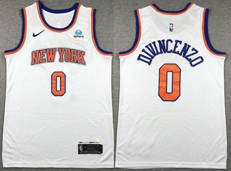 Men's New York Knicks #0 Donte DiVincenzo White Sponsor Swingman Jersey